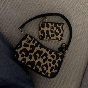 Leopard Print Shoulder Bag with Coin Purse